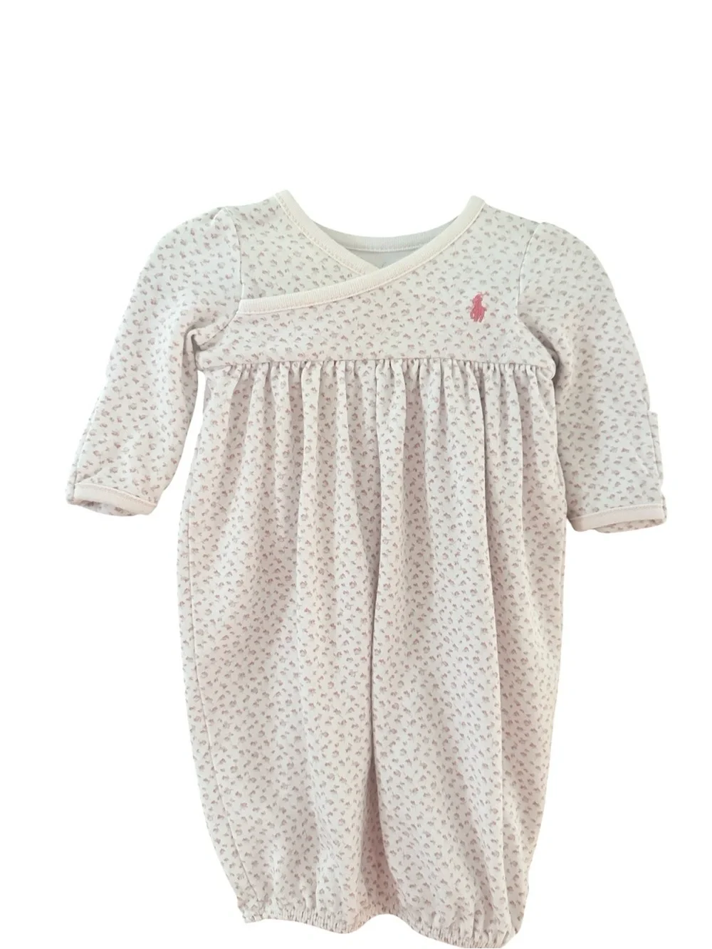 Ralph Lauren Girls Layette Pink and White Floral Gown • Newborn